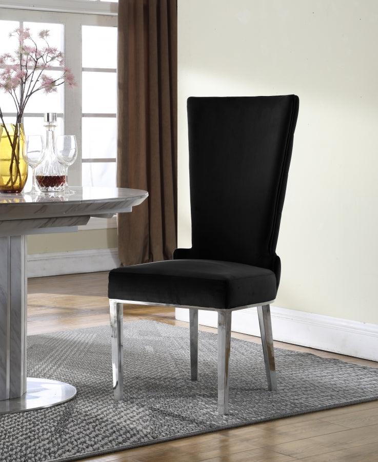 Meridian Furniture - Serafina Velet Dining Chair In Black (Set Of 2) - 729Black-C - ATL FURNITURE