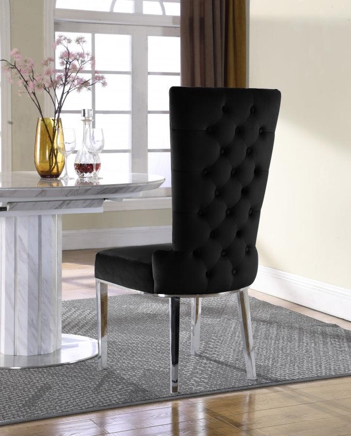 Meridian Furniture - Serafina Velet Dining Chair In Black (Set Of 2) - 729Black-C - ATL FURNITURE