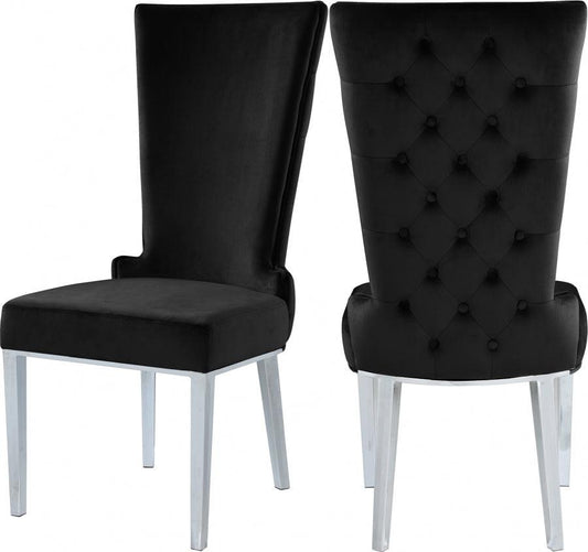 Meridian Furniture - Serafina Velet Dining Chair In Black (Set Of 2) - 729Black-C - ATL FURNITURE