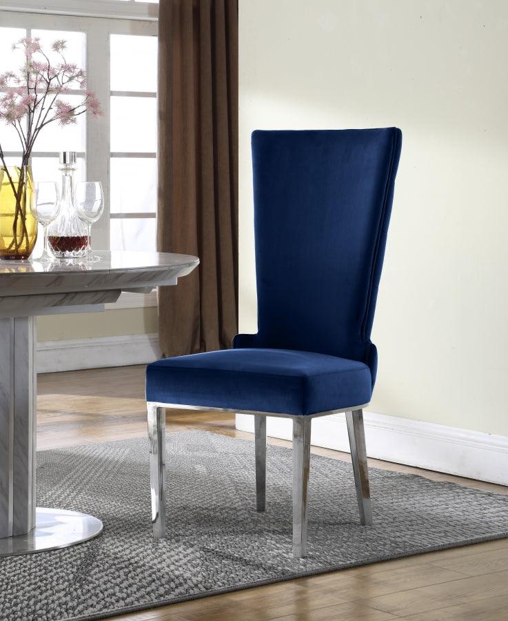 Meridian Furniture - Serafina Velet Dining Chair In Navy (Set Of 2) - 729Navy-C - ATL FURNITURE