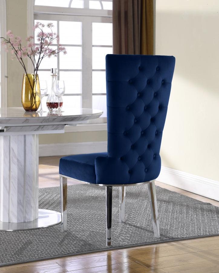 Meridian Furniture - Serafina Velet Dining Chair In Navy (Set Of 2) - 729Navy-C - ATL FURNITURE