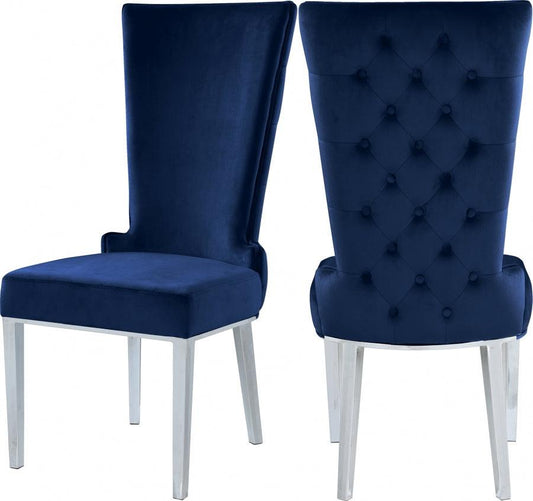 Meridian Furniture - Serafina Velet Dining Chair In Navy (Set Of 2) - 729Navy-C - ATL FURNITURE