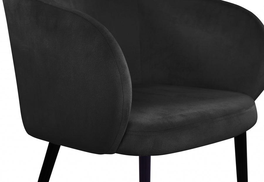 Meridian Furniture - Louise Velvet Dining Chair In Black (Set Of 2) - 733Black-C - ATL FURNITURE