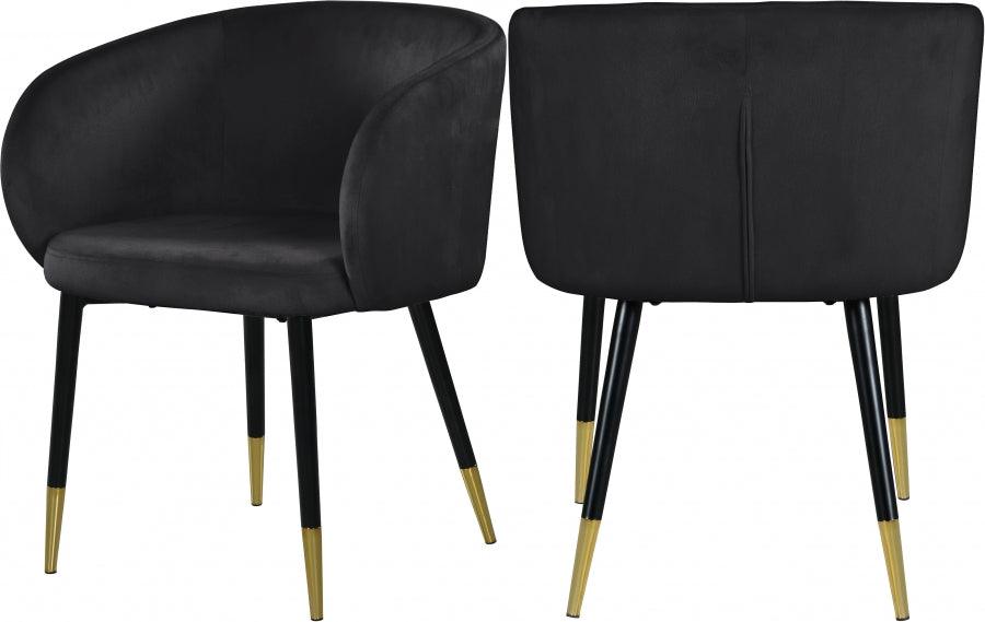 Meridian Furniture - Louise Velvet Dining Chair In Black (Set Of 2) - 733Black-C - ATL FURNITURE