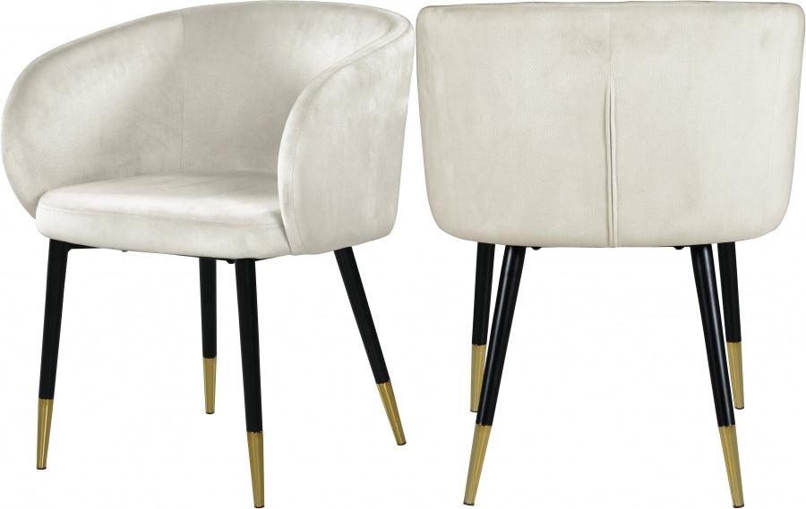 Meridian Furniture - Louise Velvet Dining Chair In Cream (Set Of 2) - 733Cream-C - ATL FURNITURE