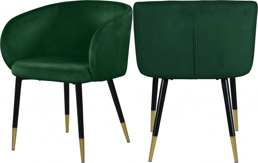 Meridian Furniture - Louise Velvet Dining Chair In Green (Set Of 2) - 733Green-C - ATL FURNITURE