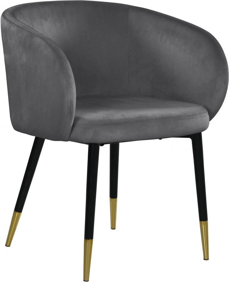 Meridian Furniture - Louise Velvet Dining Chair In Grey (Set Of 2) - 733Grey-C - ATL FURNITURE