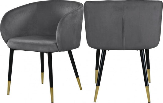 Meridian Furniture - Louise Velvet Dining Chair In Grey (Set Of 2) - 733Grey-C - ATL FURNITURE