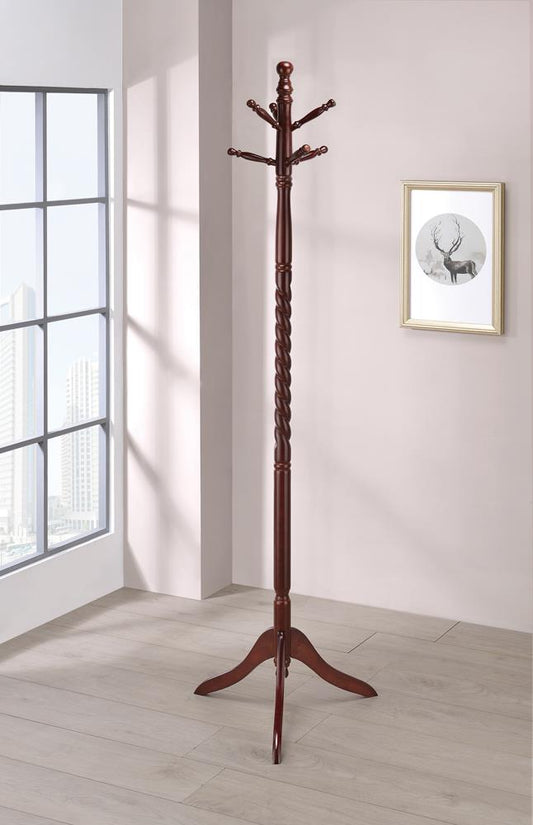 Traditional Merlot Twisted Post Coat Rack - ATL FURNITURE