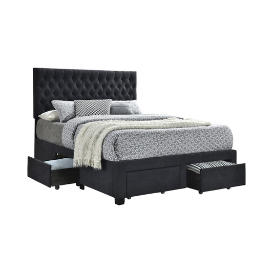 Soledad Upholstered Full Storage Panel Bed Grey
