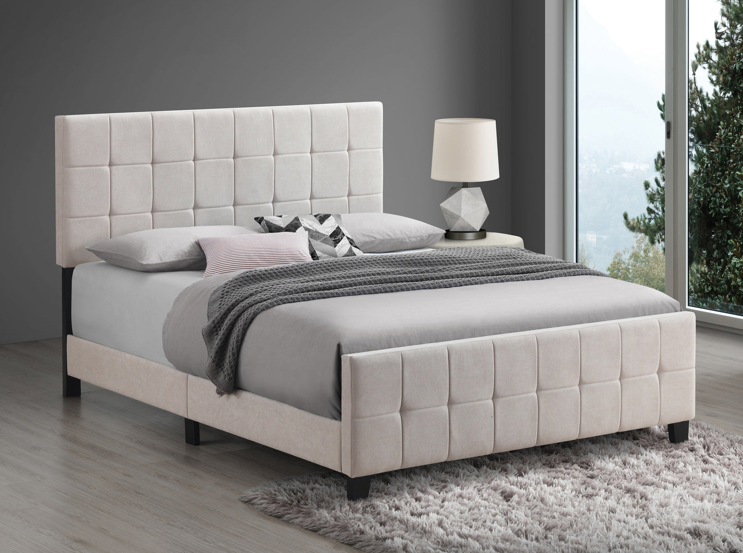 Fairfield Eastern King Upholstered Panel Bed Beige