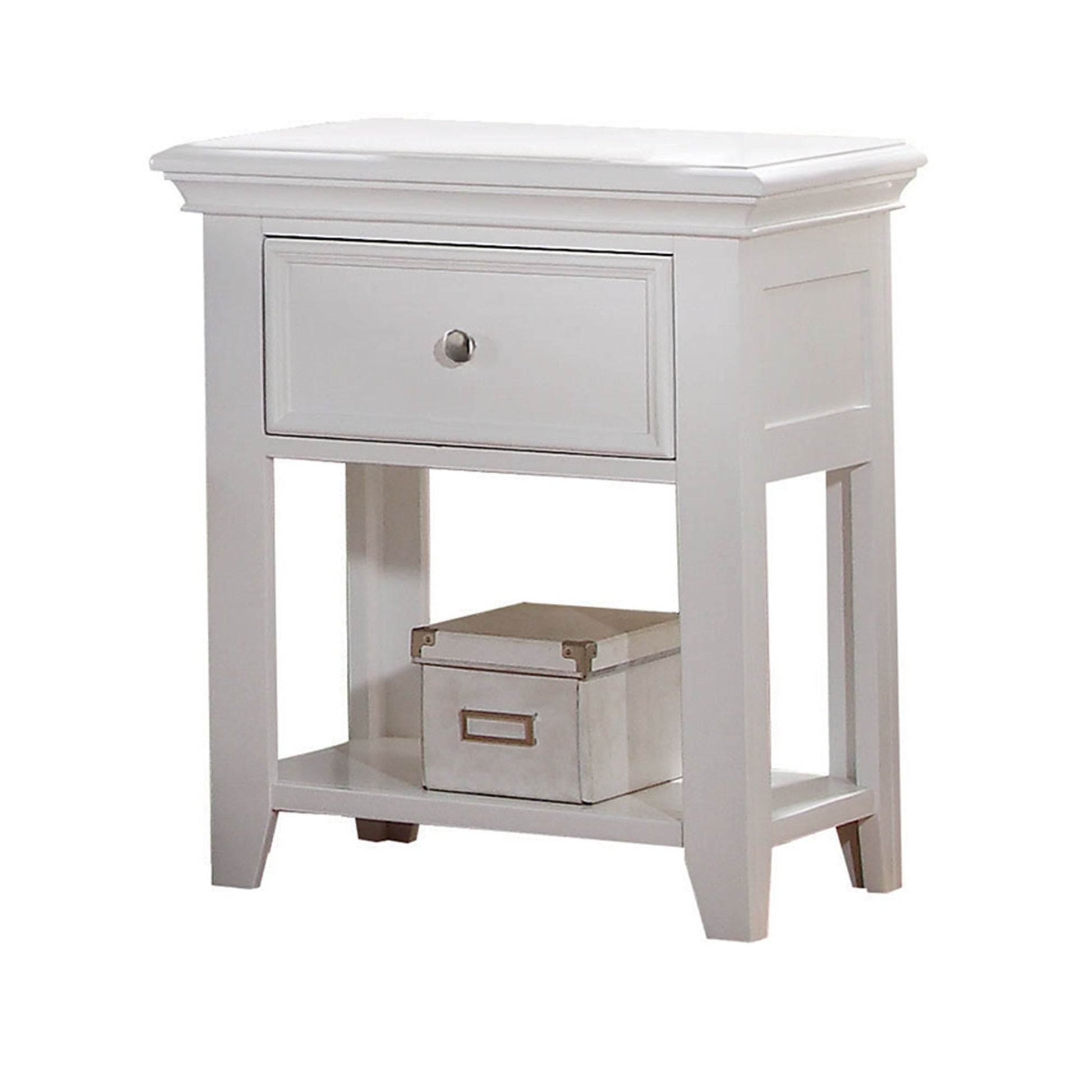 Lacey White Nightstand (1 DRAWER) - ATL FURNITURE