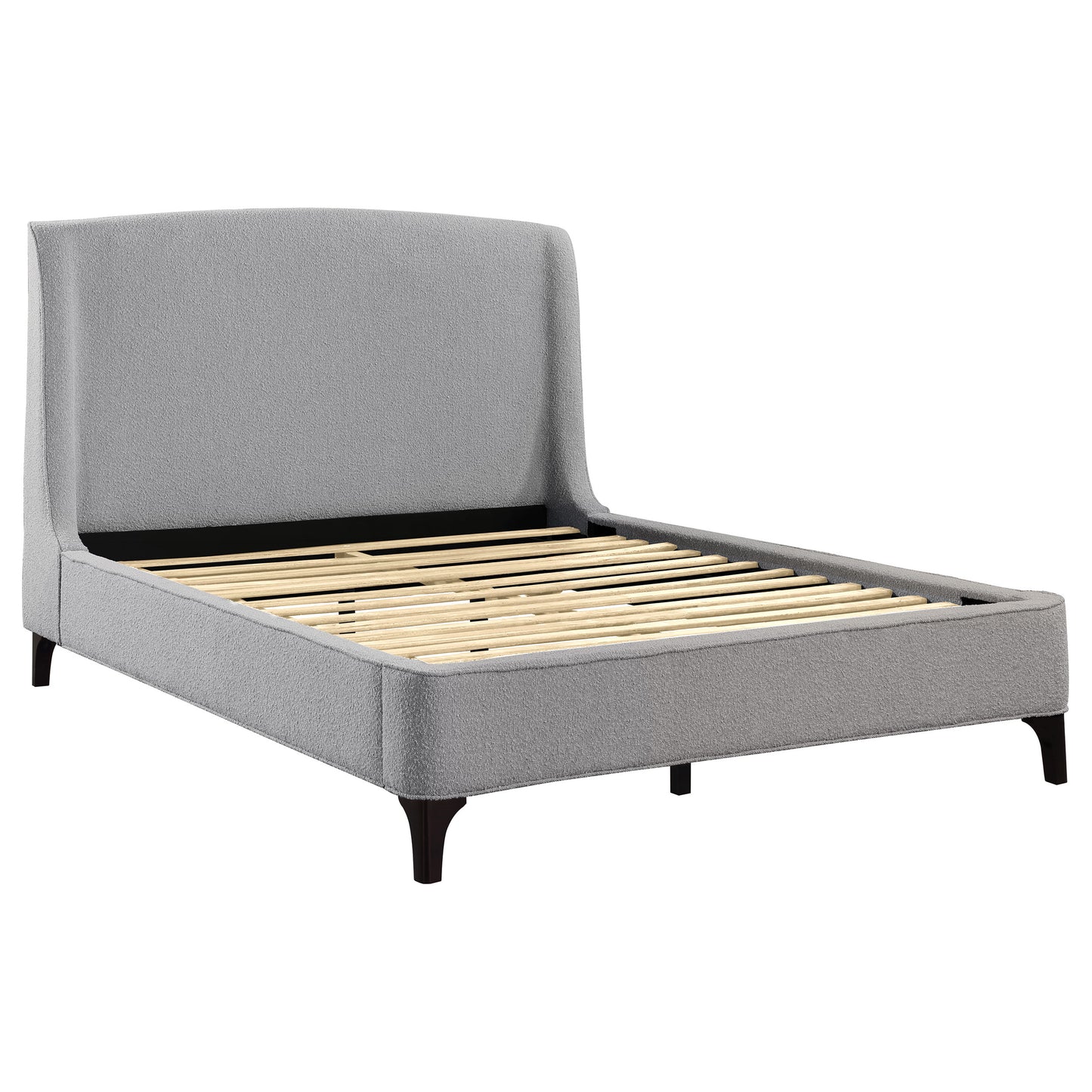 Mosby Upholstered Curved Headboard Eastern King Platform Bed Light Grey