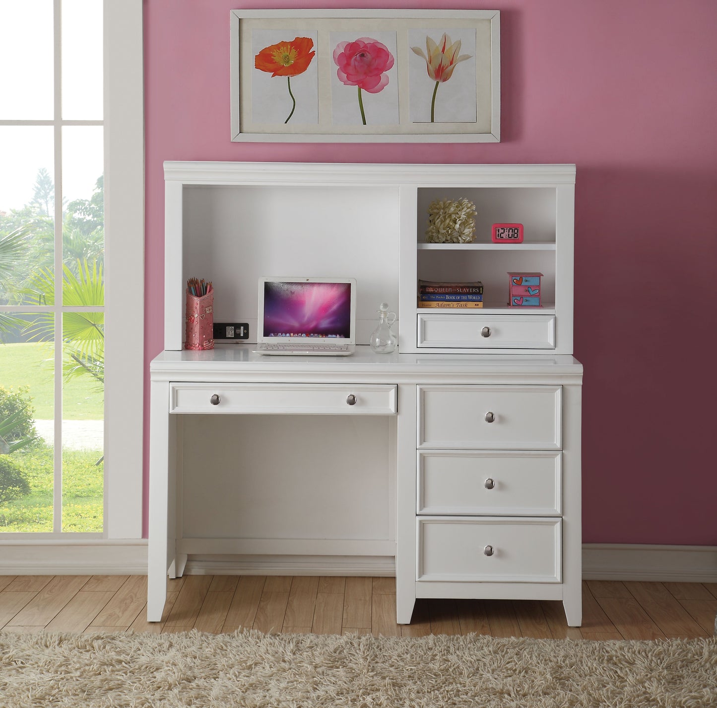 Lacey White Computer Desk - ATL FURNITURE