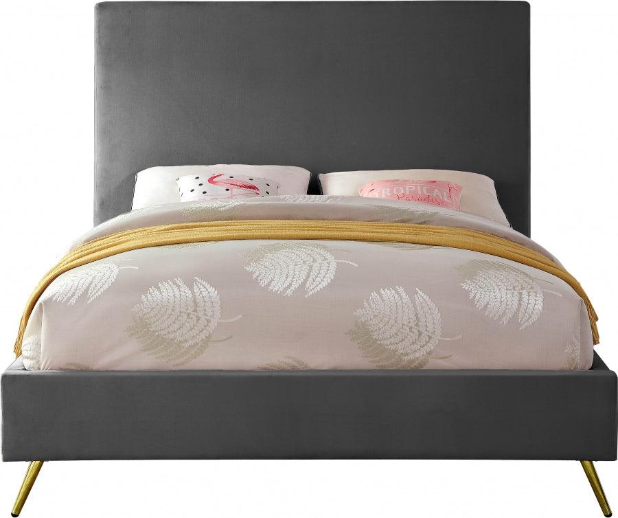 Meridian Furniture - Jasmine Velvet Queen Bed In Grey - Jasminegrey-Q - ATL FURNITURE