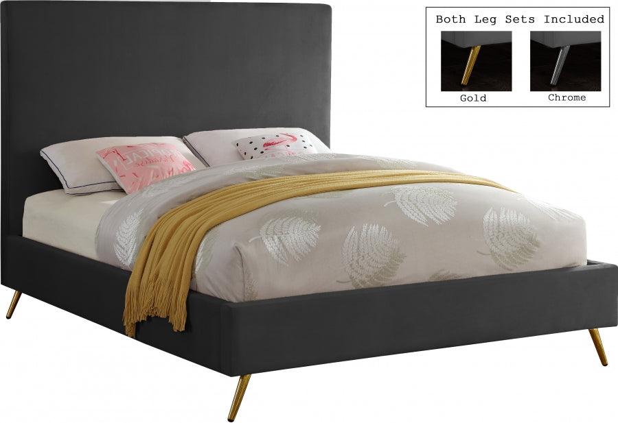 Meridian Furniture - Jasmine Velvet Queen Bed In Grey - Jasminegrey-Q - ATL FURNITURE