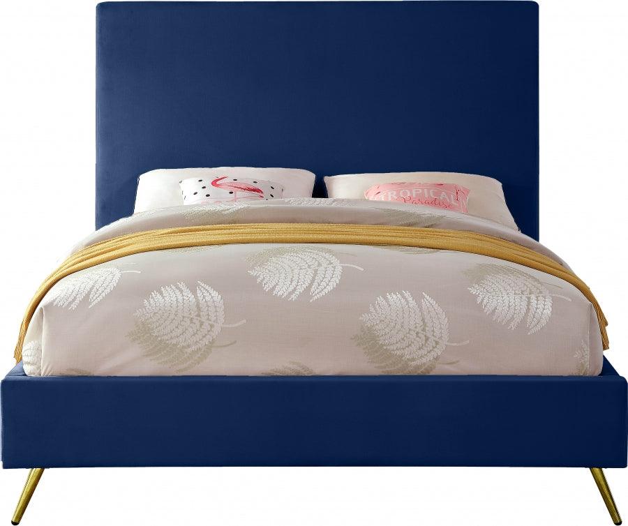 Jasmine Velvet King Bed In Navy - Jasminenavy-K - ATL FURNITURE