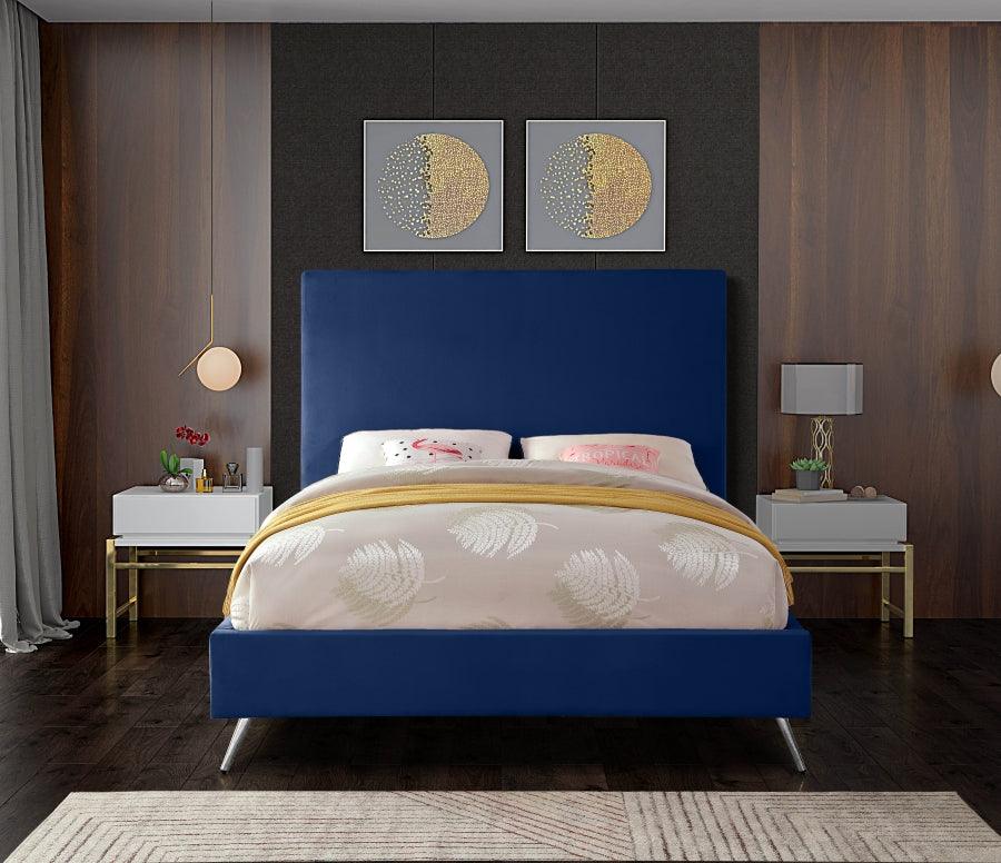 Jasmine Velvet King Bed In Navy - Jasminenavy-K - ATL FURNITURE