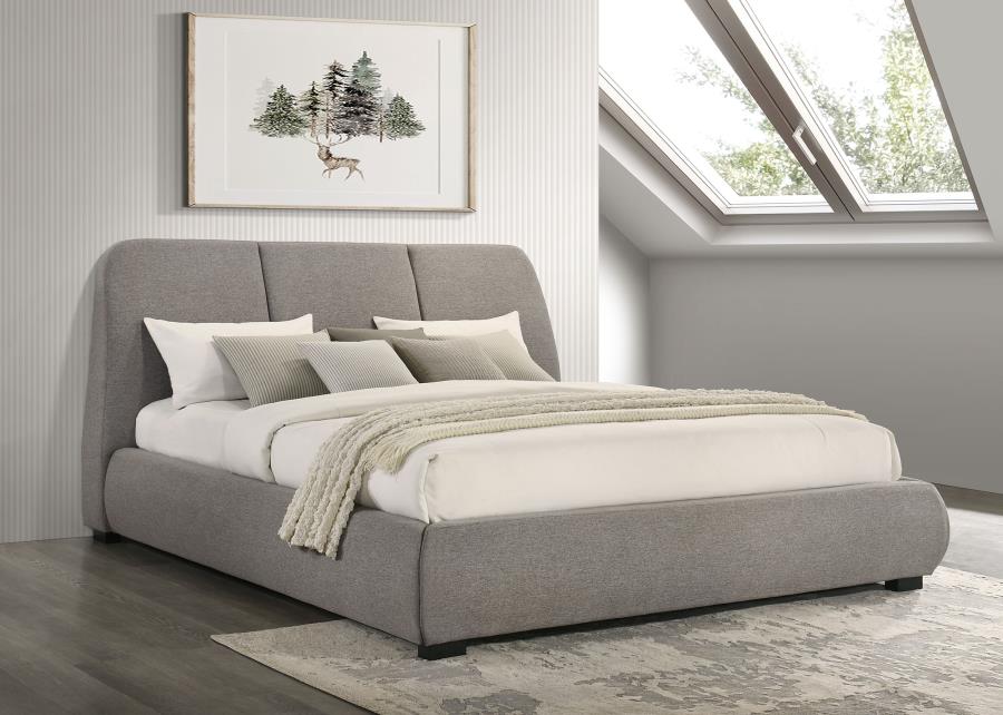 Mokena 46-Inch Upholstered Eastern King Platform Bed Taupe