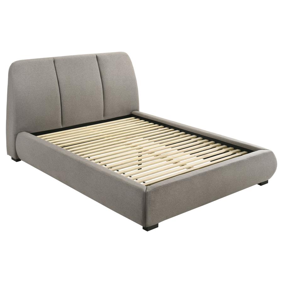 Mokena 46-Inch Upholstered Queen Platform Bed Taupe