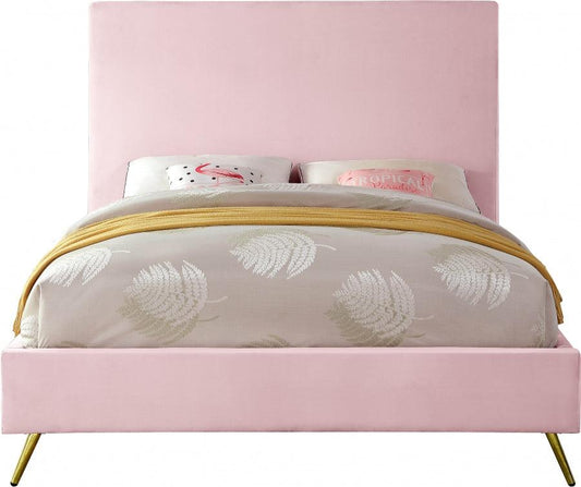 Jasmine Velvet King Bed In Pink - Jasminepink-K - ATL FURNITURE