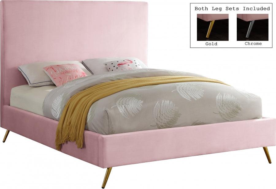Meridian Furniture - Jasmine Velvet Queen Bed In Pink - Jasminepink-Q - ATL FURNITURE