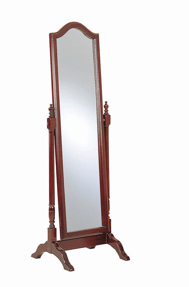 Traditional Red Brown Floor Mirror - ATL FURNITURE