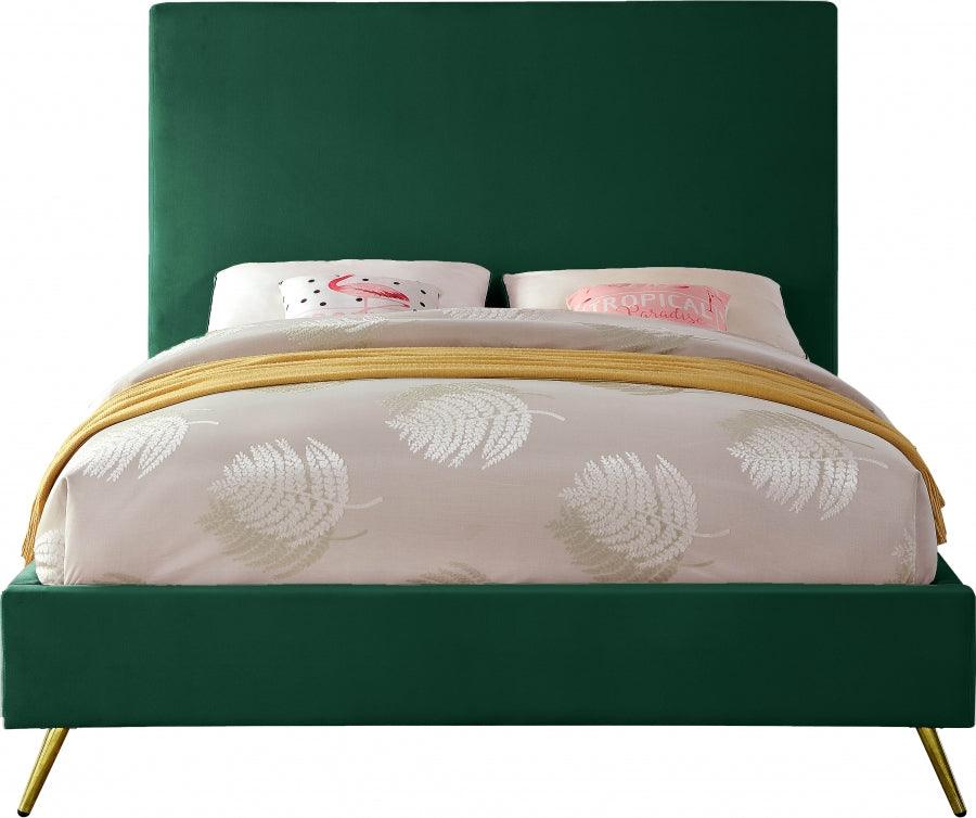 Jasmine Velvet King Bed In Green - Jasminegreen-K - ATL FURNITURE