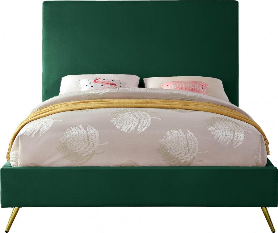 Meridian Furniture - Jasmine Velvet Queen Bed In Green - Jasminegreen-Q - ATL FURNITURE