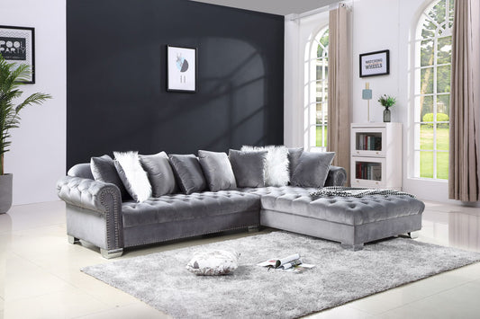 Gray Velvet Sectional Sofa Group - ATL FURNITURE