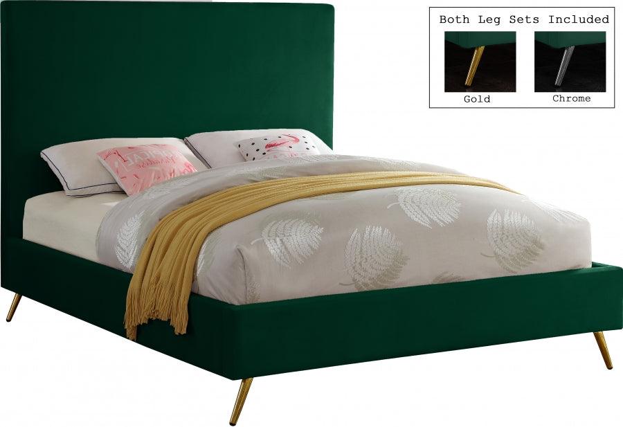 Meridian Furniture - Jasmine Velvet Queen Bed In Green - Jasminegreen-Q - ATL FURNITURE