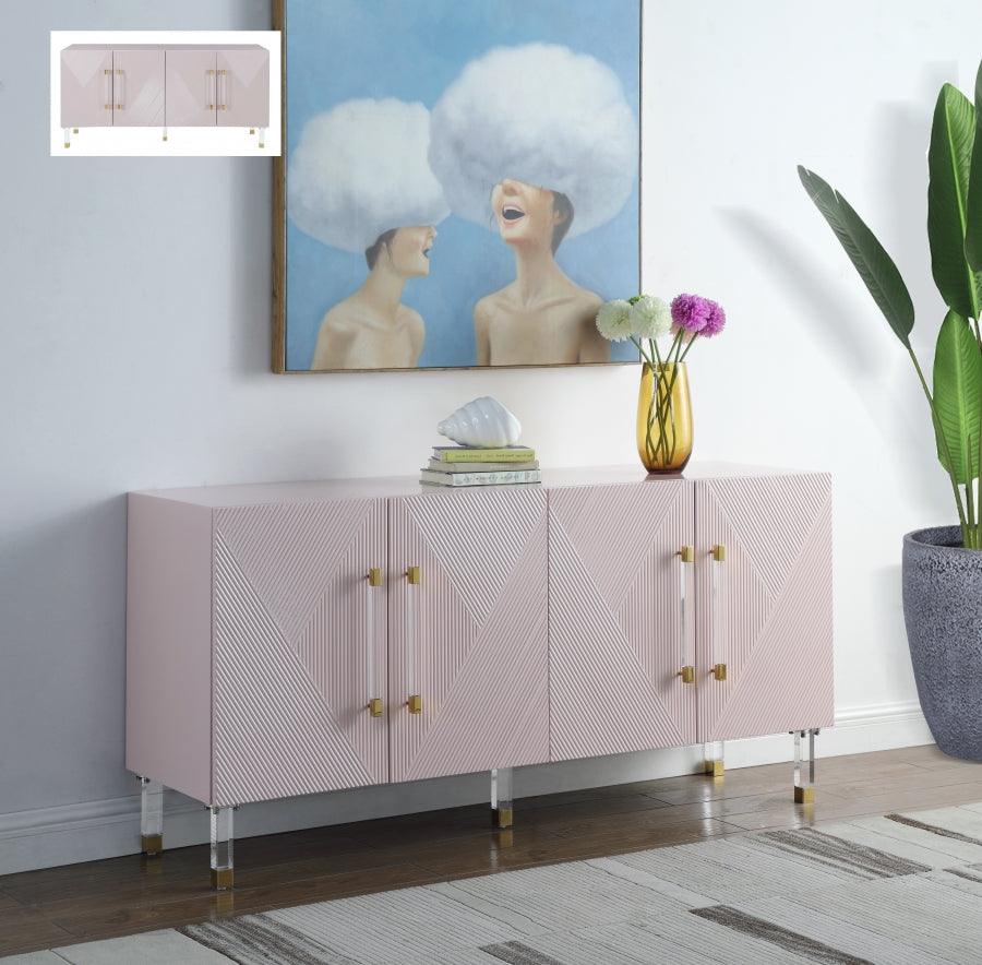 Meridian Furniture - Anastasia Sideboard-Buffet In Pink Lacquer - 319 - ATL FURNITURE