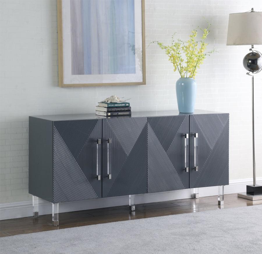 Meridian Furniture - Anastasia Sideboard-Buffet In Grey Lacquer - 320 - ATL FURNITURE