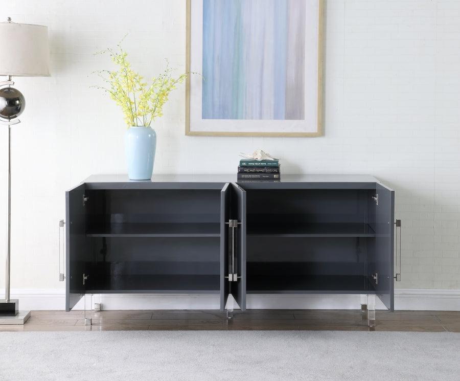 Meridian Furniture - Anastasia Sideboard-Buffet In Grey Lacquer - 320 - ATL FURNITURE