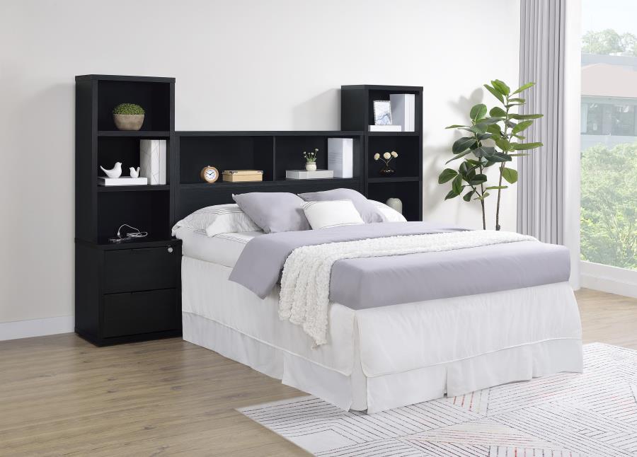 Westpark 3-Piece Full Bedroom Set Bookcase Headboard Black