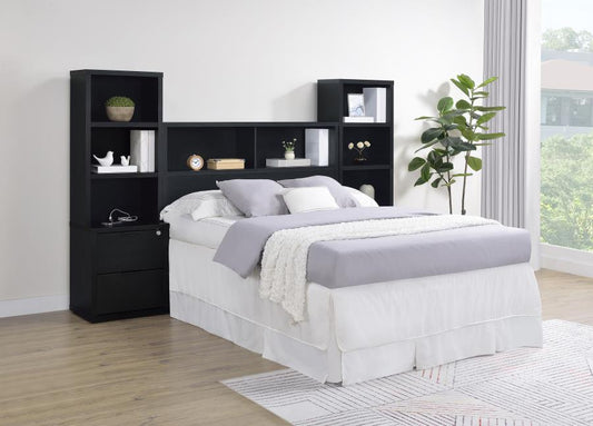 Westpark 3-Piece Full Bedroom Set Bookcase Headboard Black