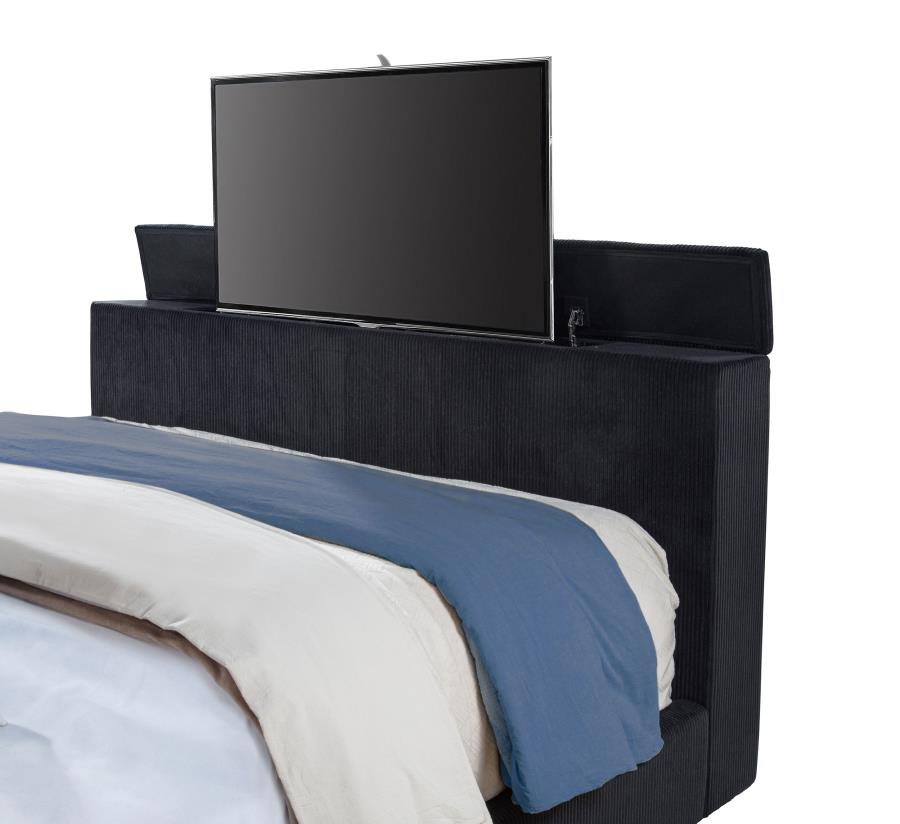 Tisdall Eastern King Flame Visualizer Wingback Tv Bed Black
