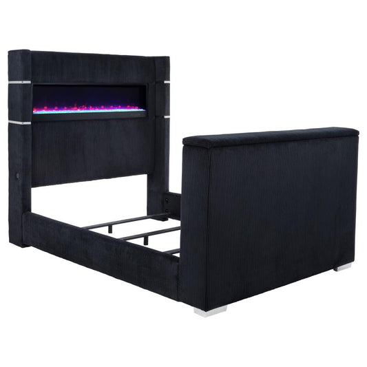 Tisdall Queen Flame Visualizer Wingback Tv Bed Black