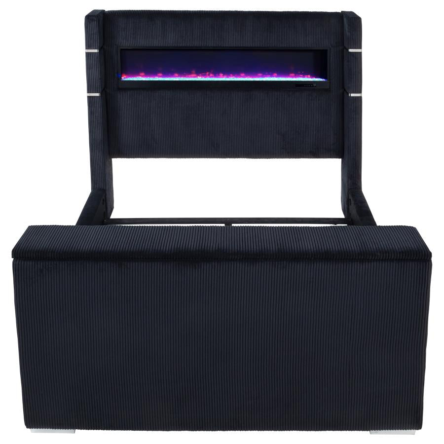 Tisdall Queen Flame Visualizer Wingback Tv Bed Black