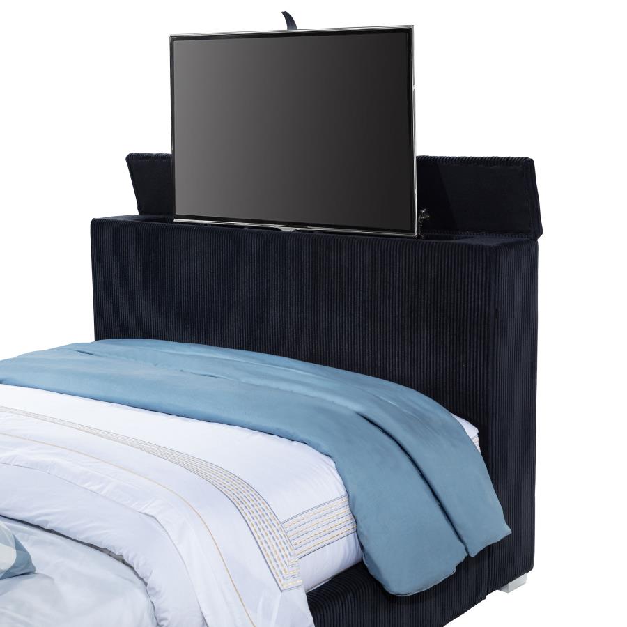 Tisdall Queen Flame Visualizer Wingback Tv Bed Black