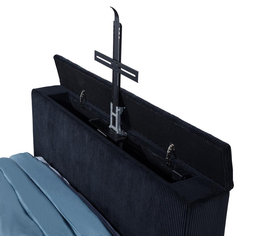 Tisdall Queen Flame Visualizer Wingback Tv Bed Black