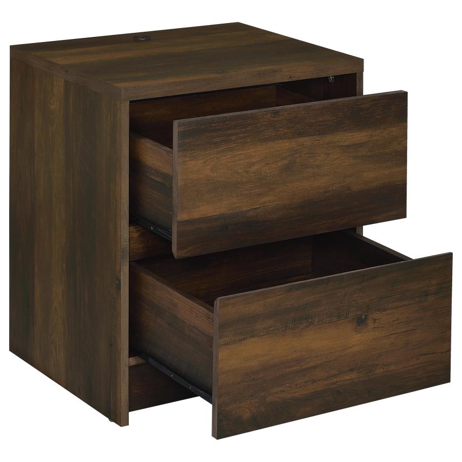 Westpark 2-Drawer Nightstand Led Lights And Usb Dark Pine