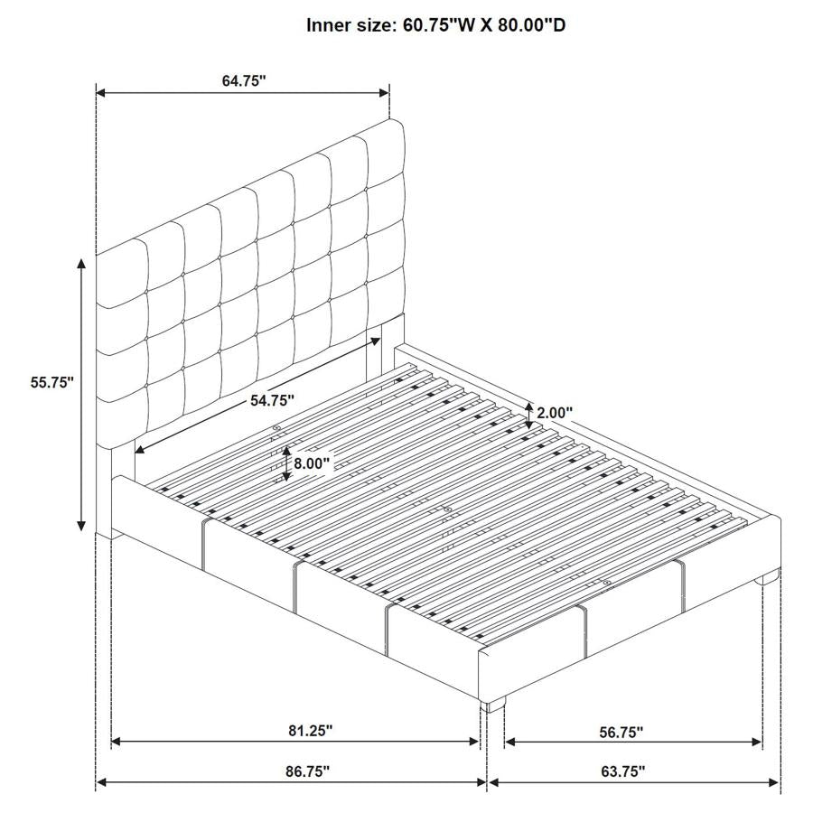 Medley Genuine Leather Queen Panel Platform Bed Tan