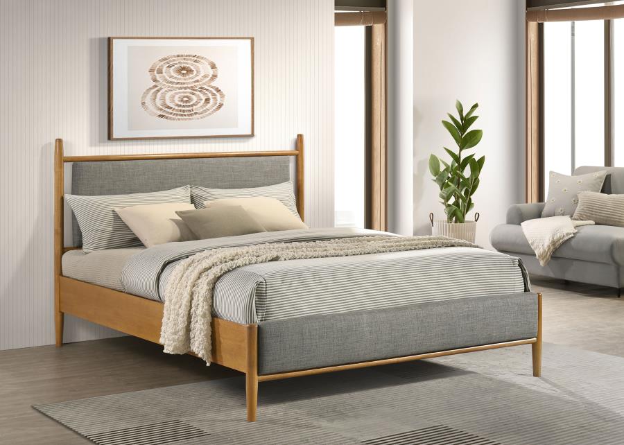 Mason 46-Inch Queen Panel Platform Bed Grey And Light Brown