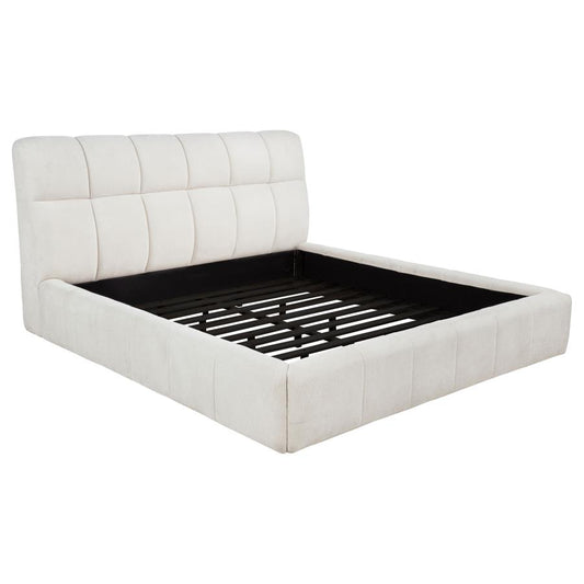 Nollet 48-Inch Upholstered Eastern King Platform Bed Cream