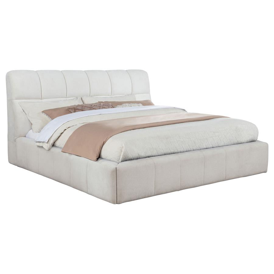 Nollet 48-Inch Upholstered Eastern King Platform Bed Cream