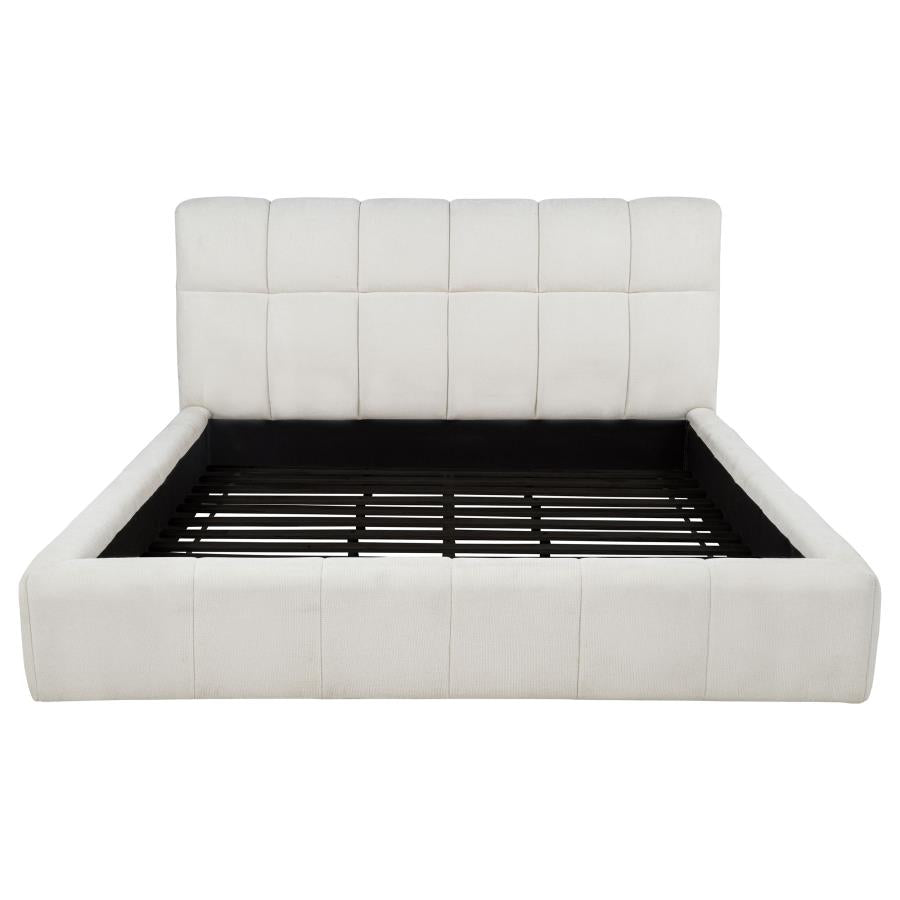 Nollet 48-Inch Upholstered Eastern King Platform Bed Cream