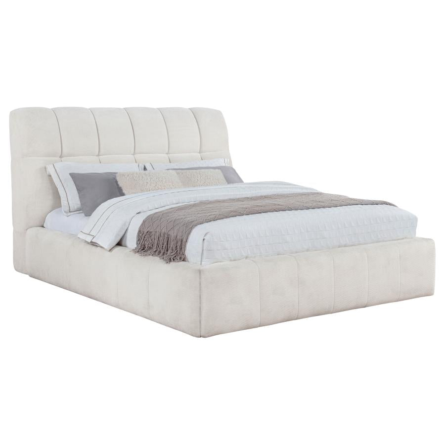 Nollet 48-Inch Upholstered Queen Panel Platform Bed Cream