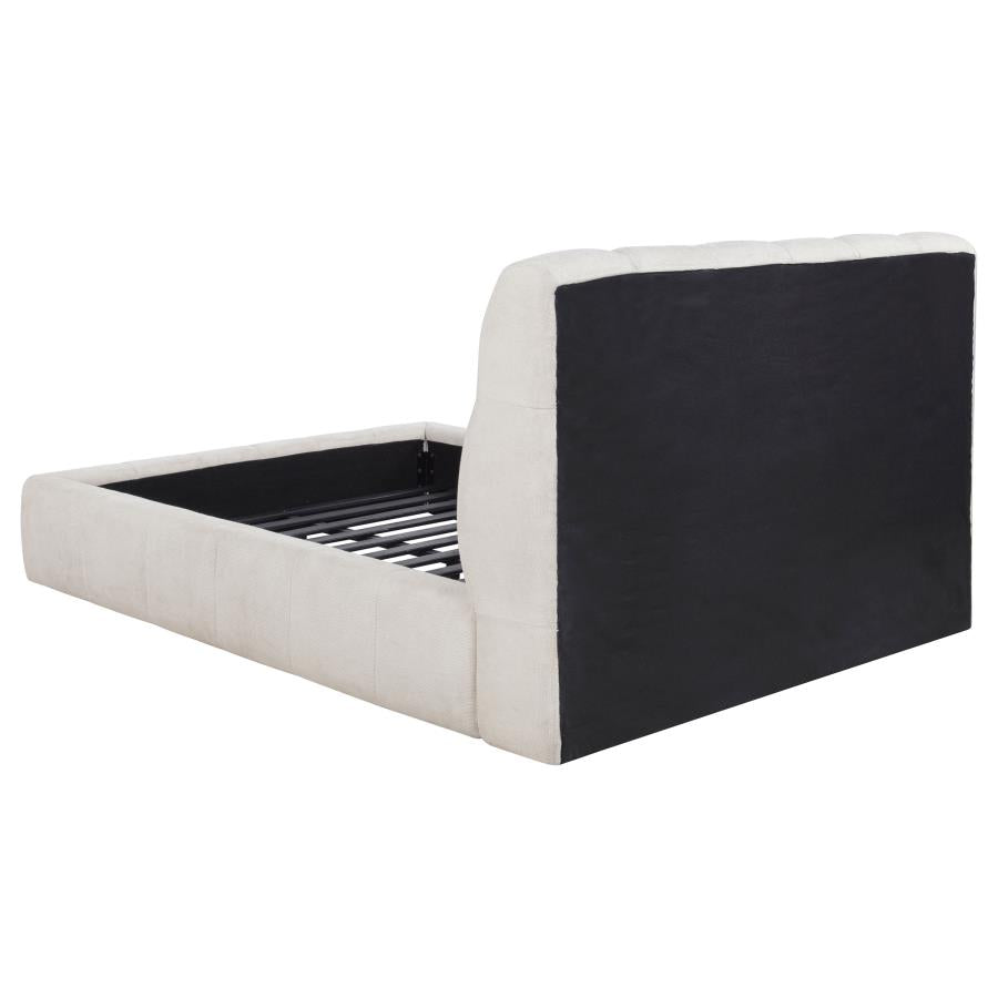 Nollet 48-Inch Upholstered Queen Panel Platform Bed Cream