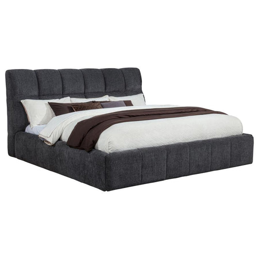 Nollet 48-Inch Upholstered Eastern King Platform Bed Grey